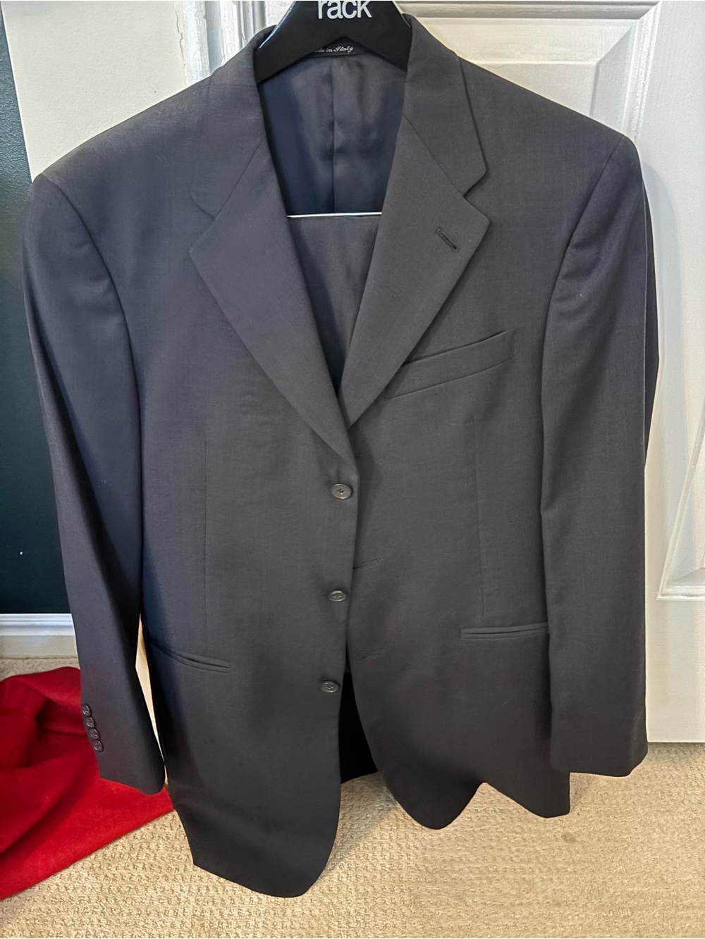 Murano Men's Dark Navy Three-Button Italian Suit